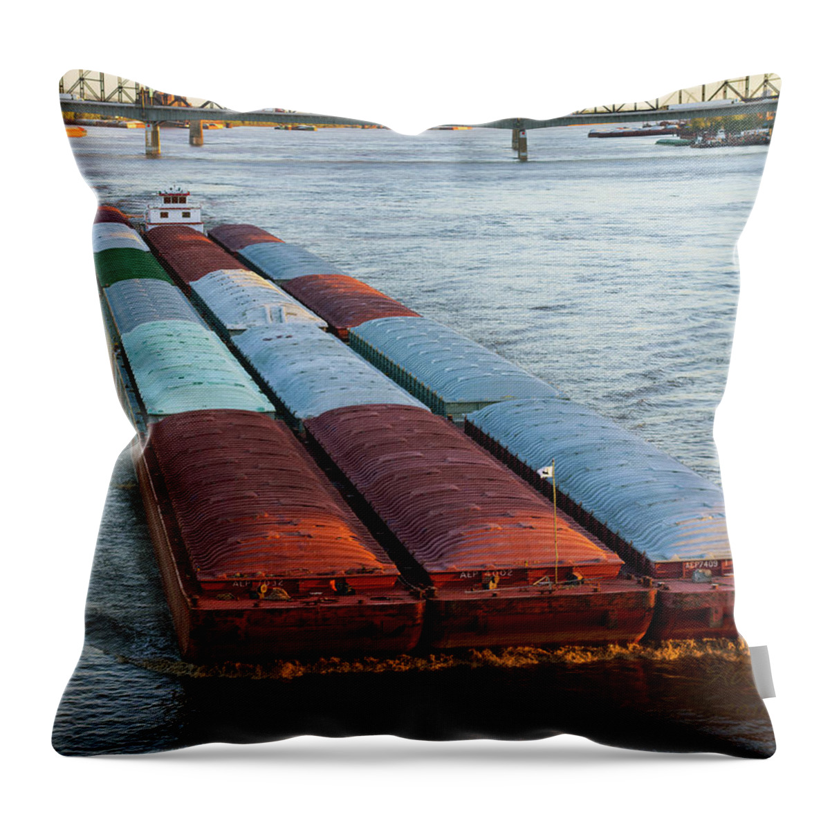 Mississippi River Throw Pillow featuring the photograph Working the River by Holly Ross