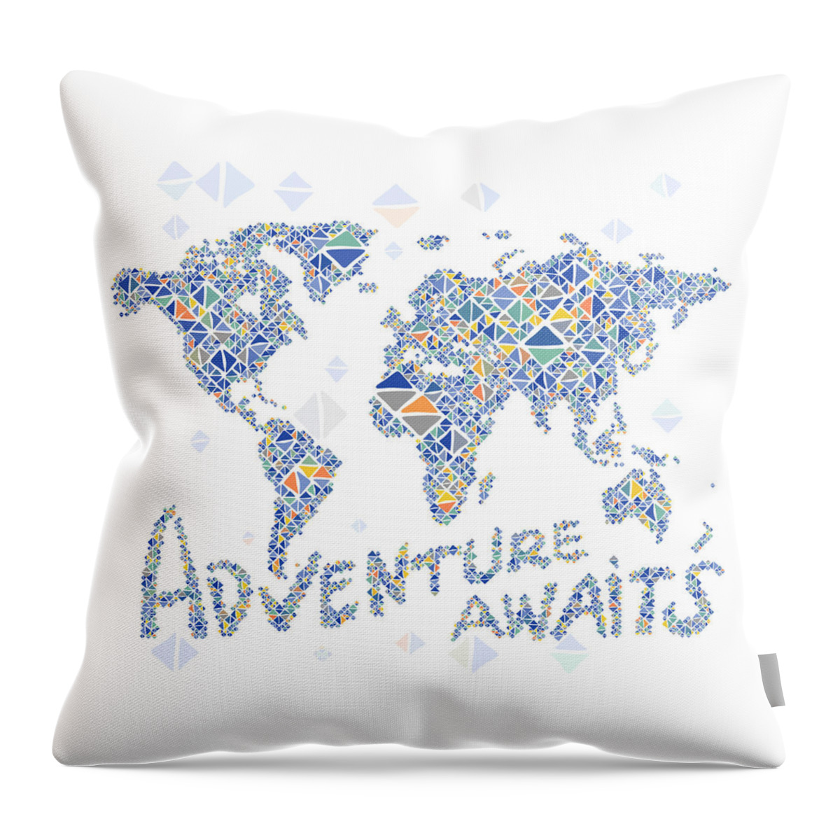 World Map Geometric Colorful Blue Throw Pillow For Sale By Hieu Tran