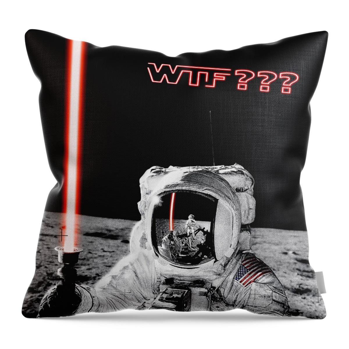 Wtf Throw Pillow featuring the photograph WTF? Alan Bean Finds Lightsaber on the Moon by Weston Westmoreland