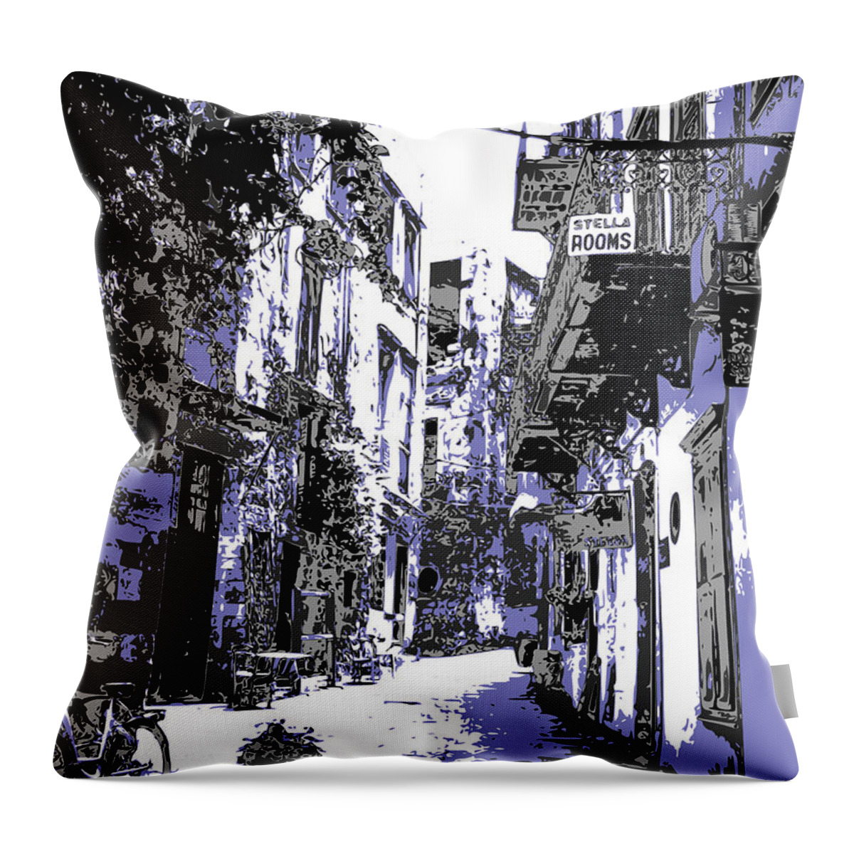 Xania Throw Pillow featuring the digital art Xania street by Piotr Dulski