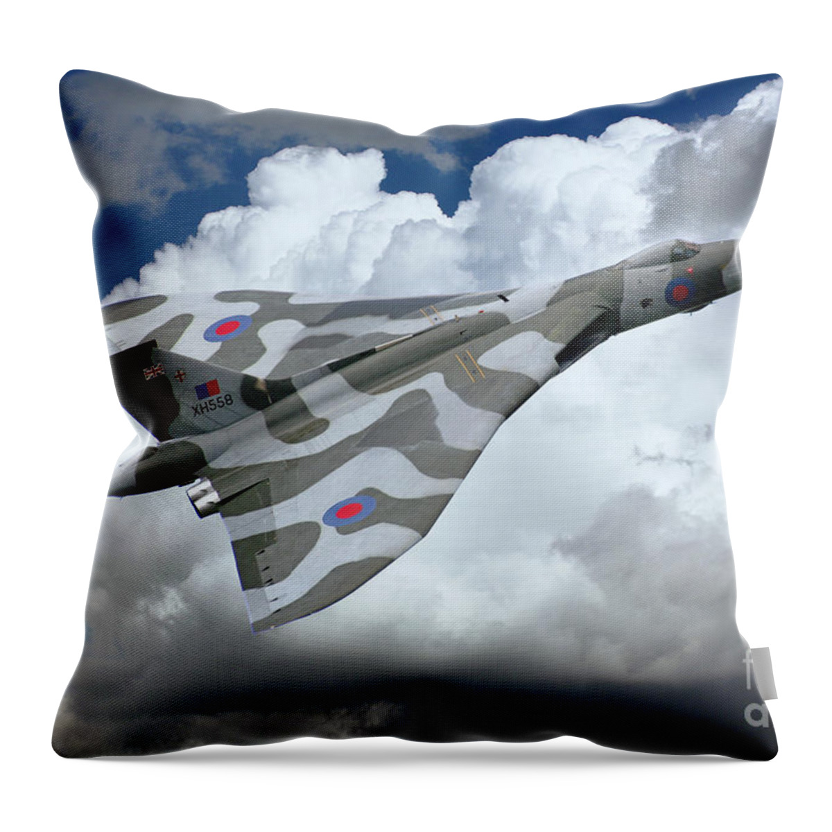 Avro Throw Pillow featuring the digital art XH558 Pass by Airpower Art