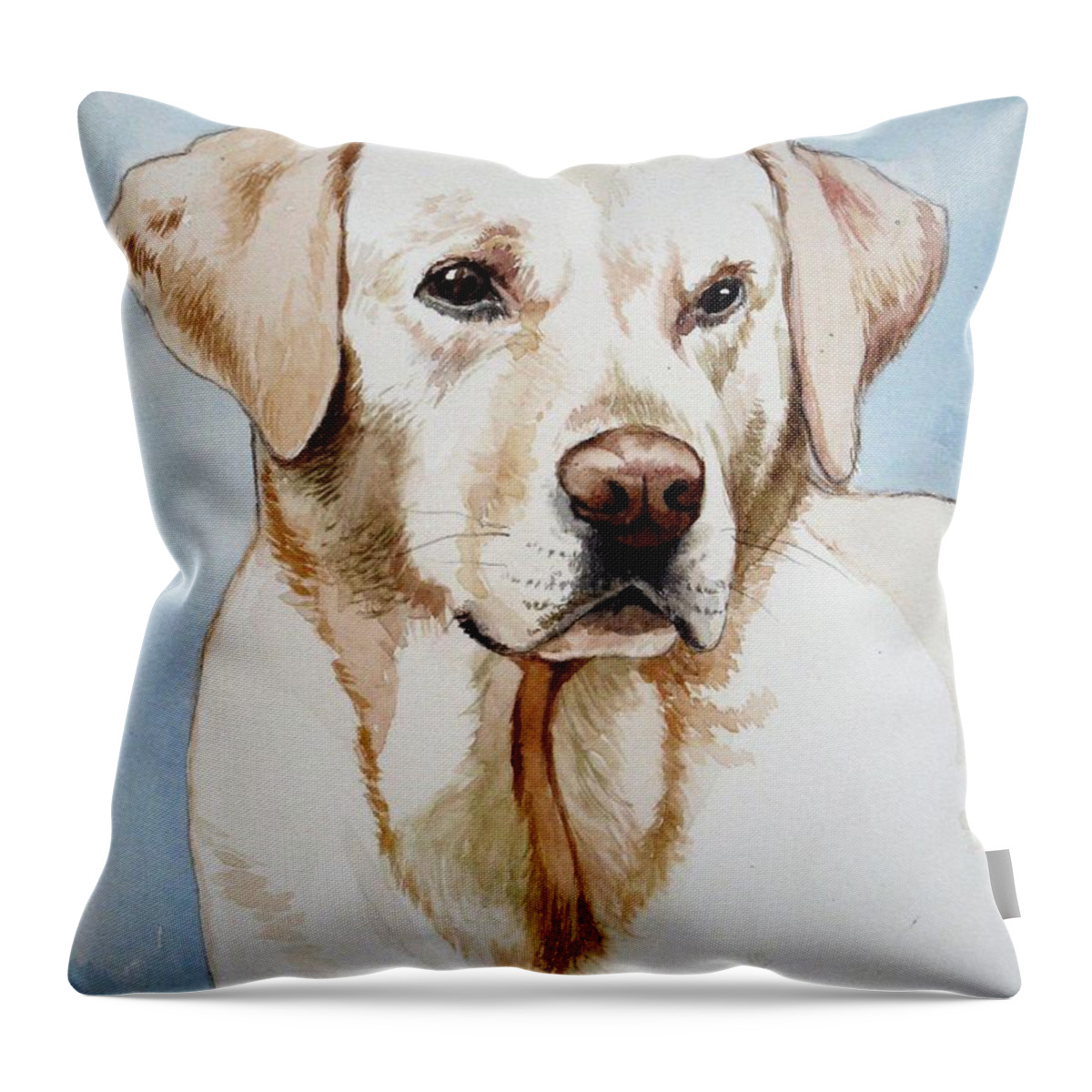 Lab Throw Pillow featuring the painting Yellow Lab by Christopher Shellhammer