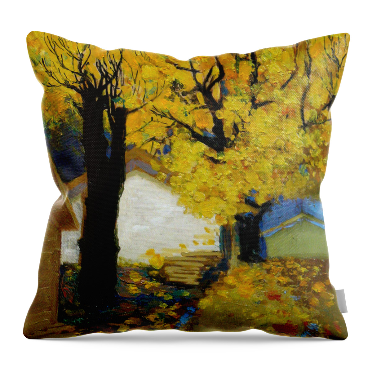 Yellow Throw Pillow featuring the painting Yellow by Meihua Lu