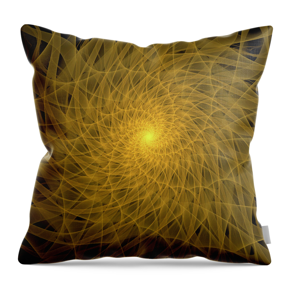 Black Throw Pillow featuring the digital art Yellow Spiral by Tim Abeln