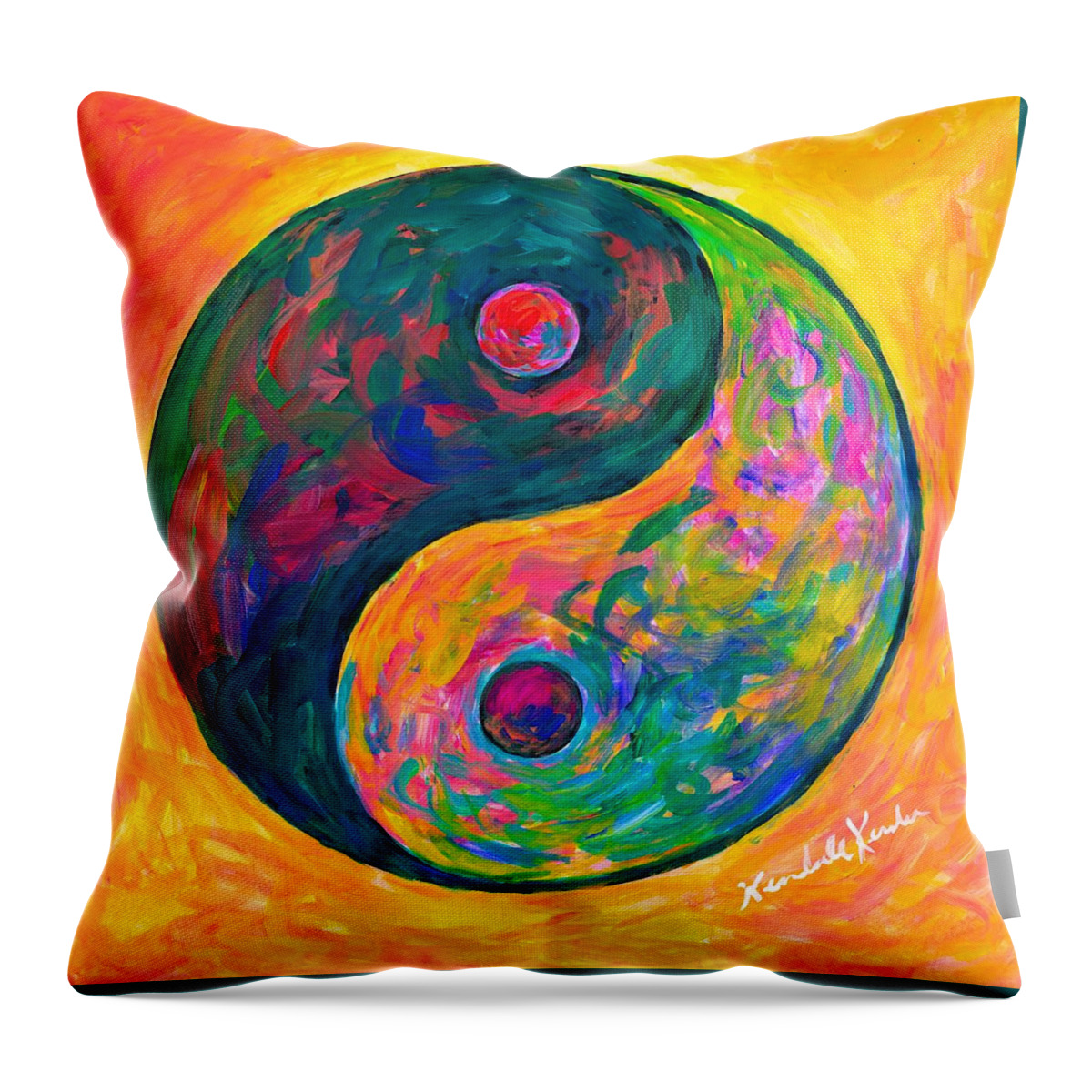 Yin Yang Paintings Throw Pillow featuring the painting Yin Yang Flow by Kendall Kessler