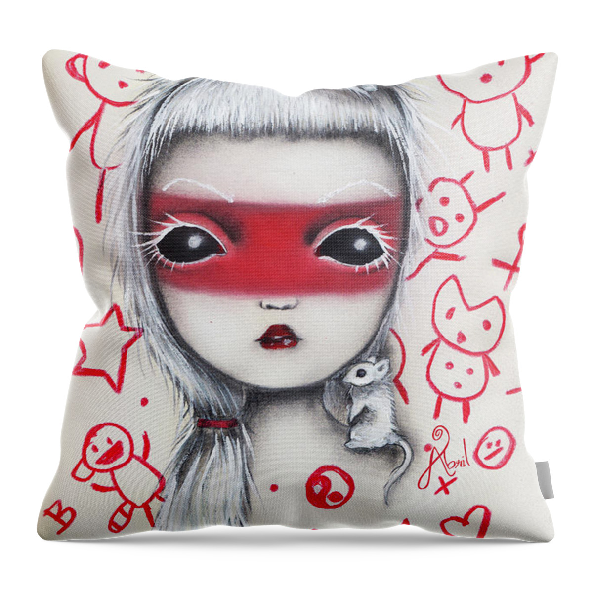 Inspired By Die Antwoord Throw Pillow featuring the painting Yo by Abril Andrade