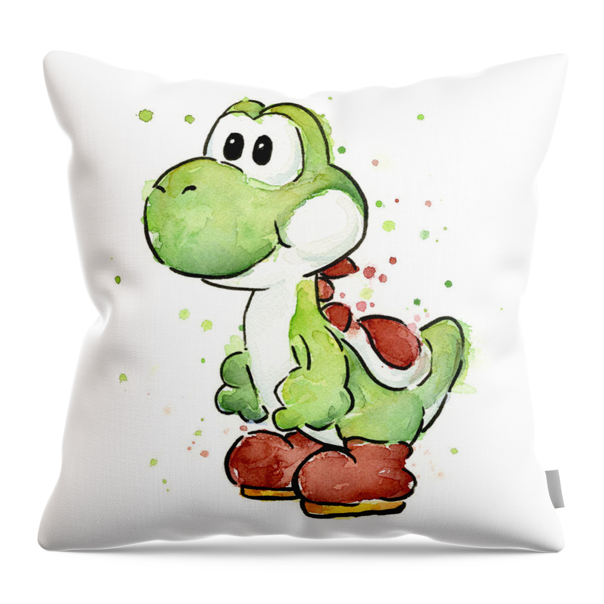 Watercolor Throw Pillow featuring the painting Yoshi Watercolor by Olga Shvartsur