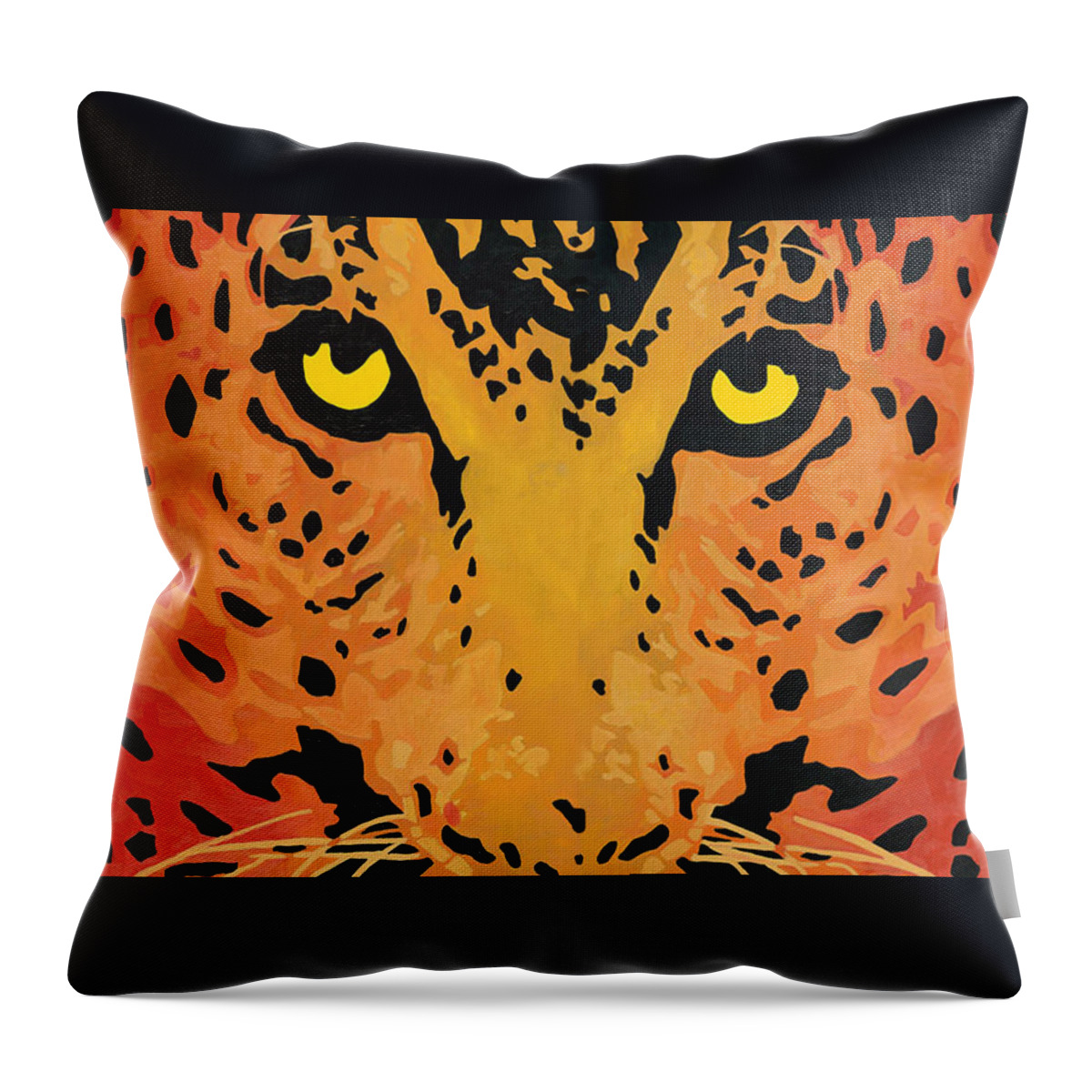 Leopard Throw Pillow featuring the painting You Are Being Watched by Cheryl Bowman