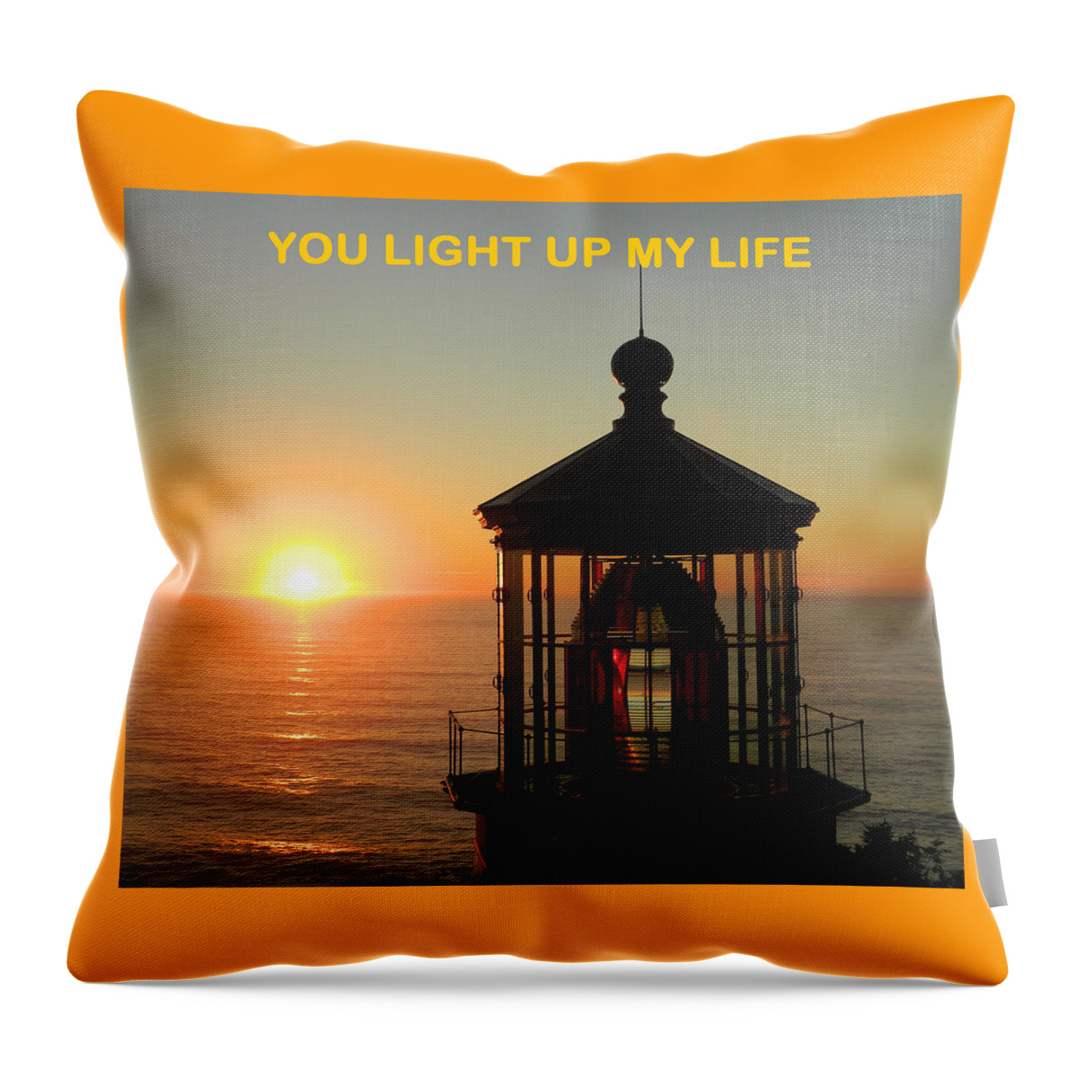 Cape Meares Lighthouse Throw Pillow featuring the photograph You Light Up My Life by Gallery Of Hope 