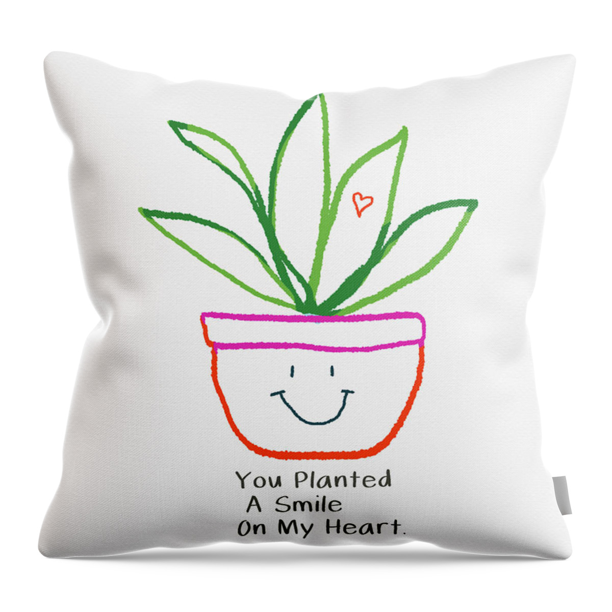 Plant Throw Pillow featuring the mixed media You Planted A Smile- Art by Linda Woods by Linda Woods