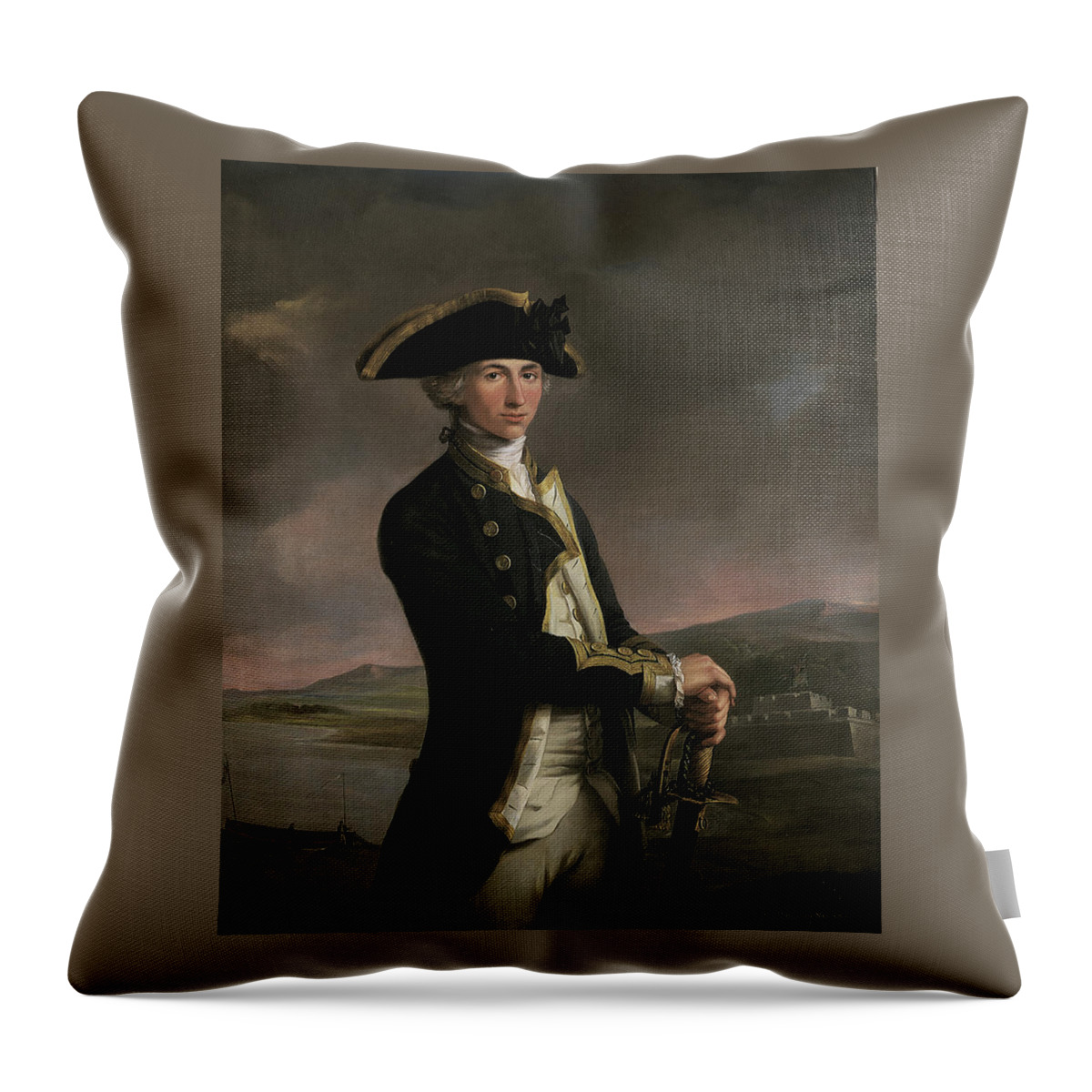 Young Captain Horatio Nelson Throw Pillow featuring the painting Young Captain Horatio Nelson by MotionAge Designs