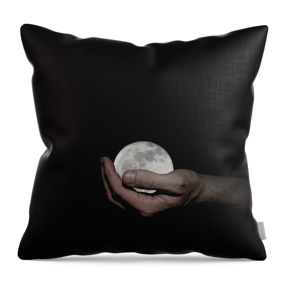 Whole Throw Pillow featuring the digital art You've Got the Whole Moon in Your Hand by Pelo Blanco Photo