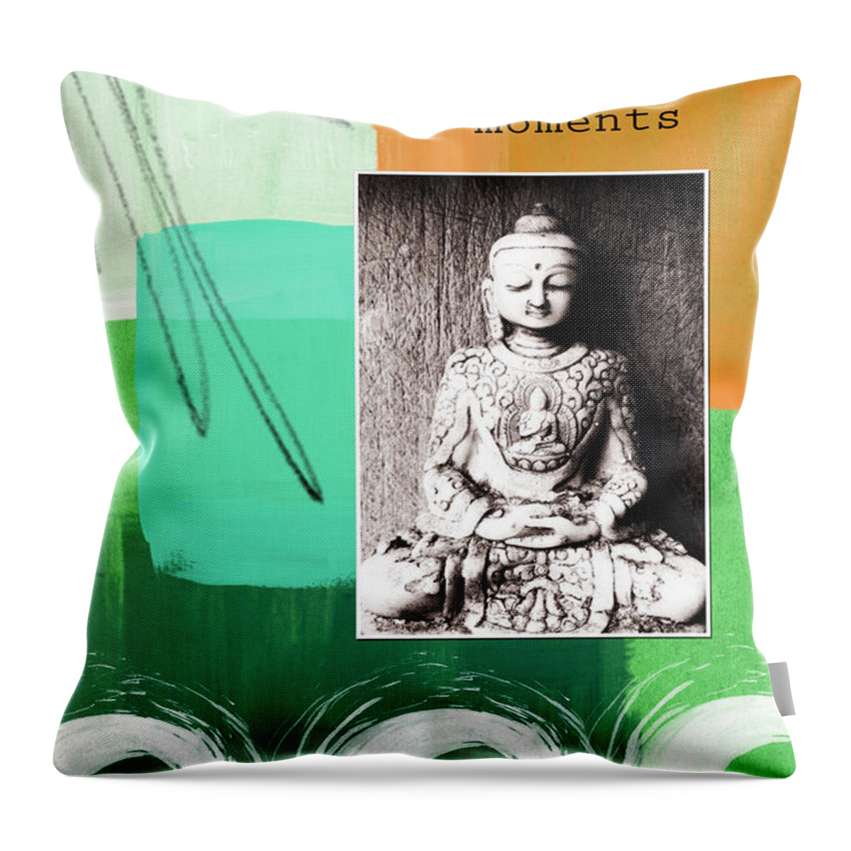 Zen Throw Pillow featuring the mixed media Zen Moments by Linda Woods