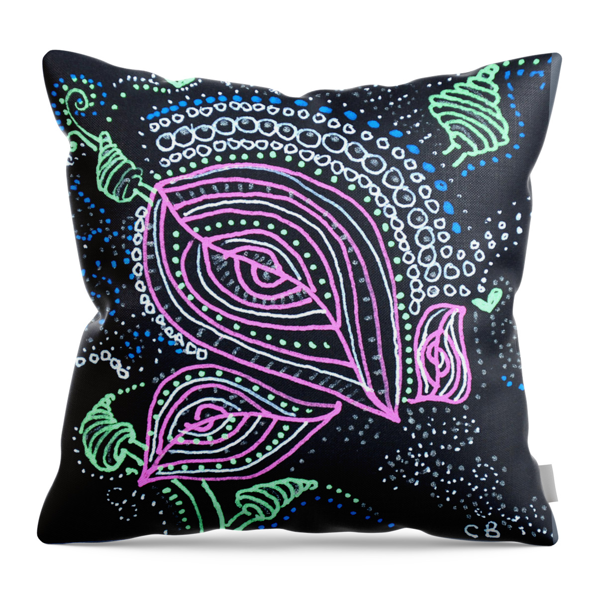 Caregiver Throw Pillow featuring the drawing Zentangle Flower by Carole Brecht