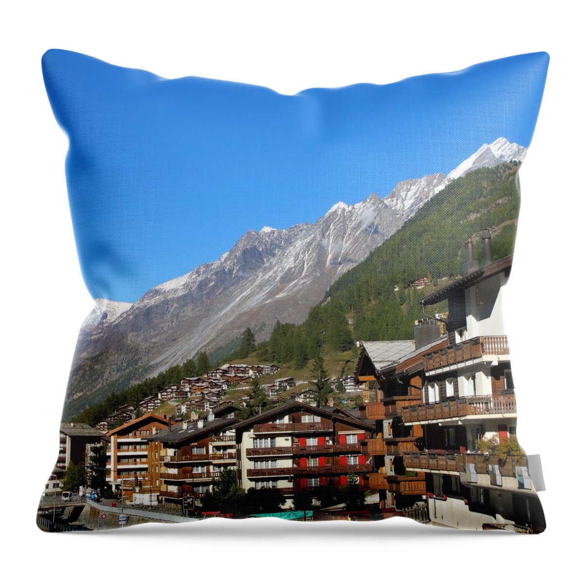 Zermatt Throw Pillow featuring the photograph Zermatt view by Sue Morris