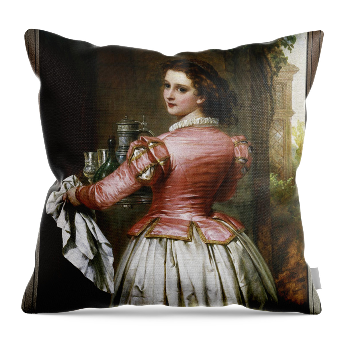 Anne Page Throw Pillow featuring the painting Anne Page by Thomas-Francis Dicksee by Rolando Burbon