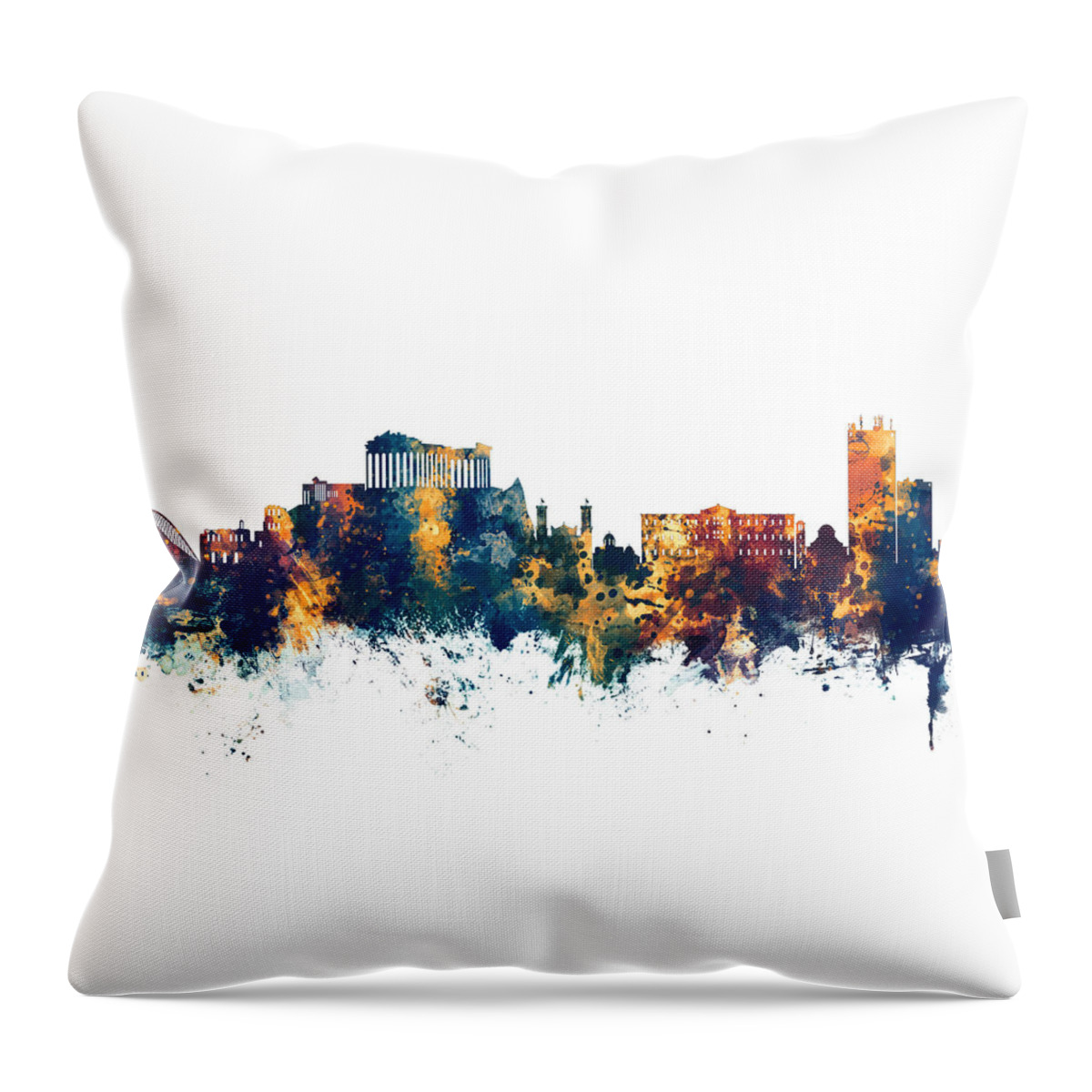 Athens Throw Pillow featuring the digital art Athens Greece Skyline by Michael Tompsett