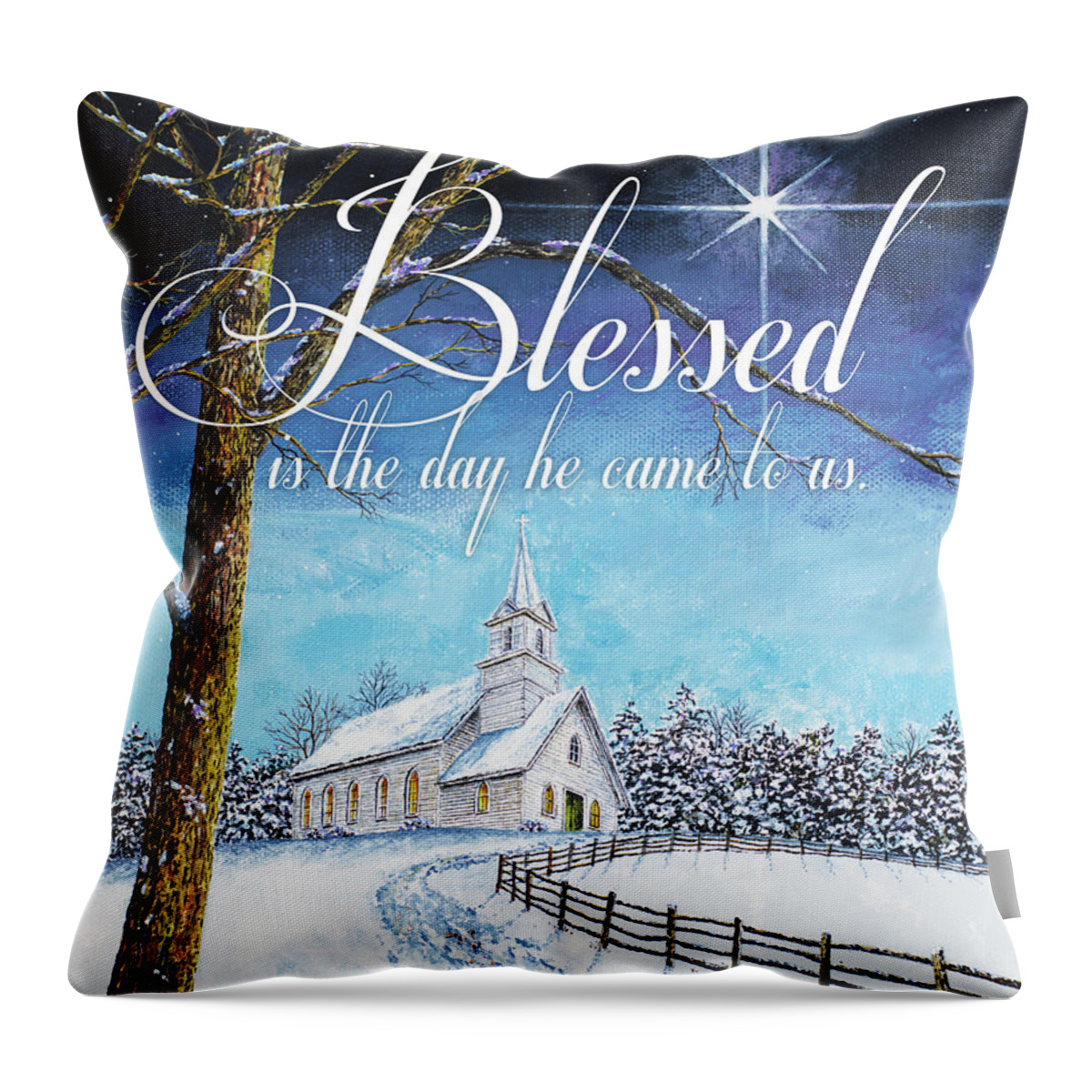 Blessed Throw Pillow featuring the painting Blessed Church by James Redding