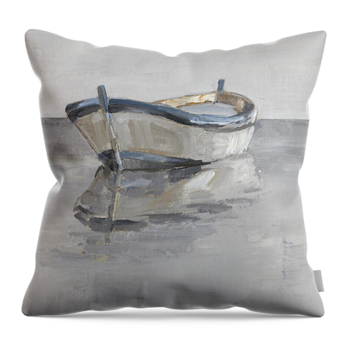 Transportation & Travel+boats Throw Pillow featuring the painting Boat On The Horizon II by Ethan Harper