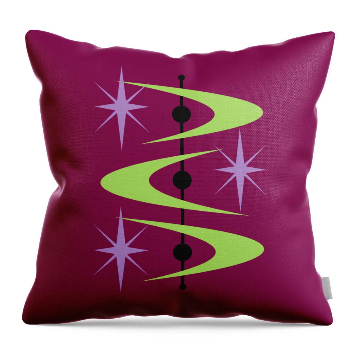 Mid Century Modern Throw Pillow featuring the digital art Boomerangs and Stars by Donna Mibus