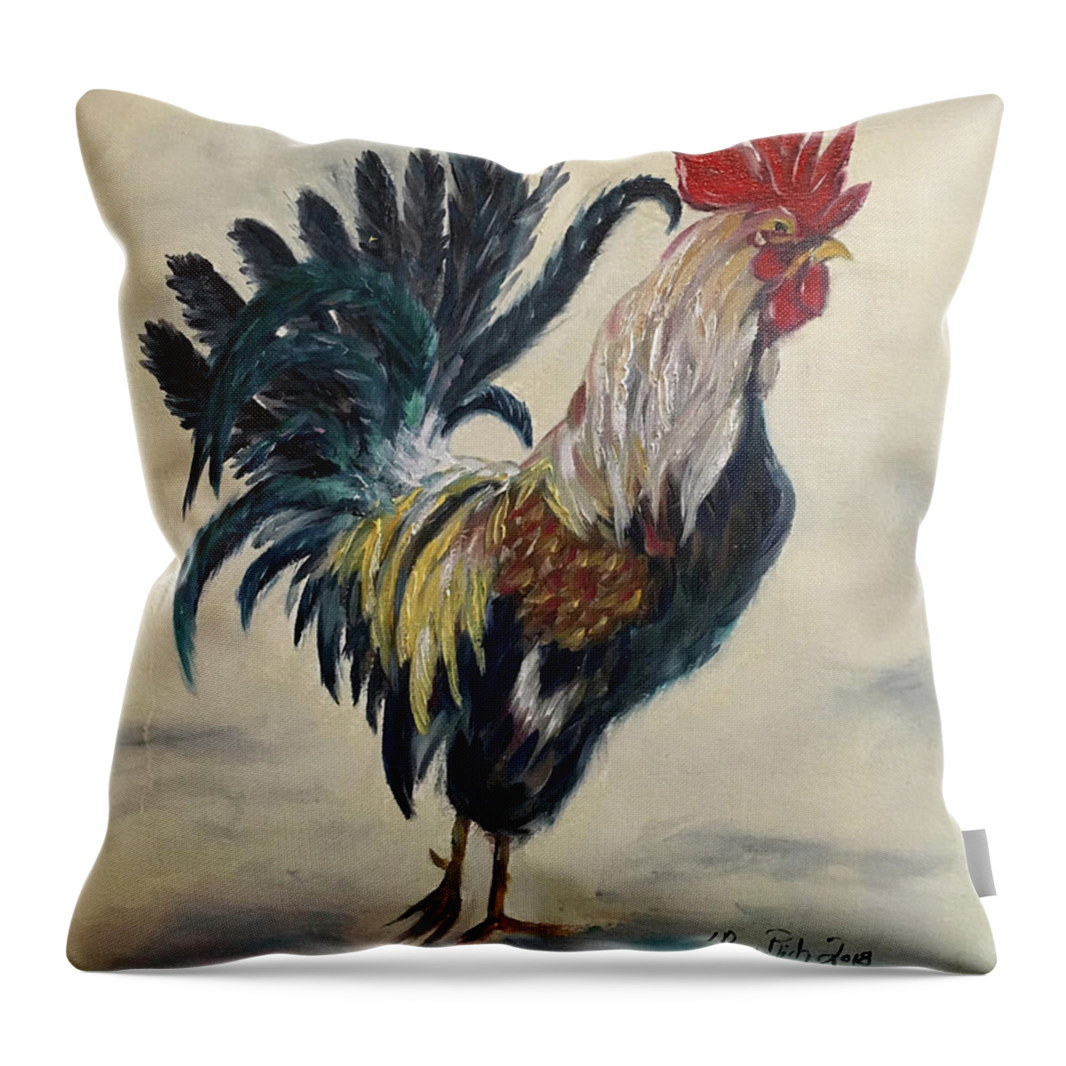 Rooster Throw Pillow featuring the painting Boss by Roxy Rich