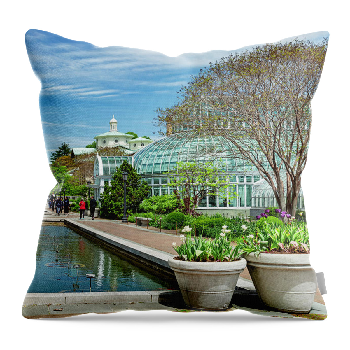 Estock Throw Pillow featuring the digital art Brooklyn Botanic Garden, Nyc by Claudia Uripos