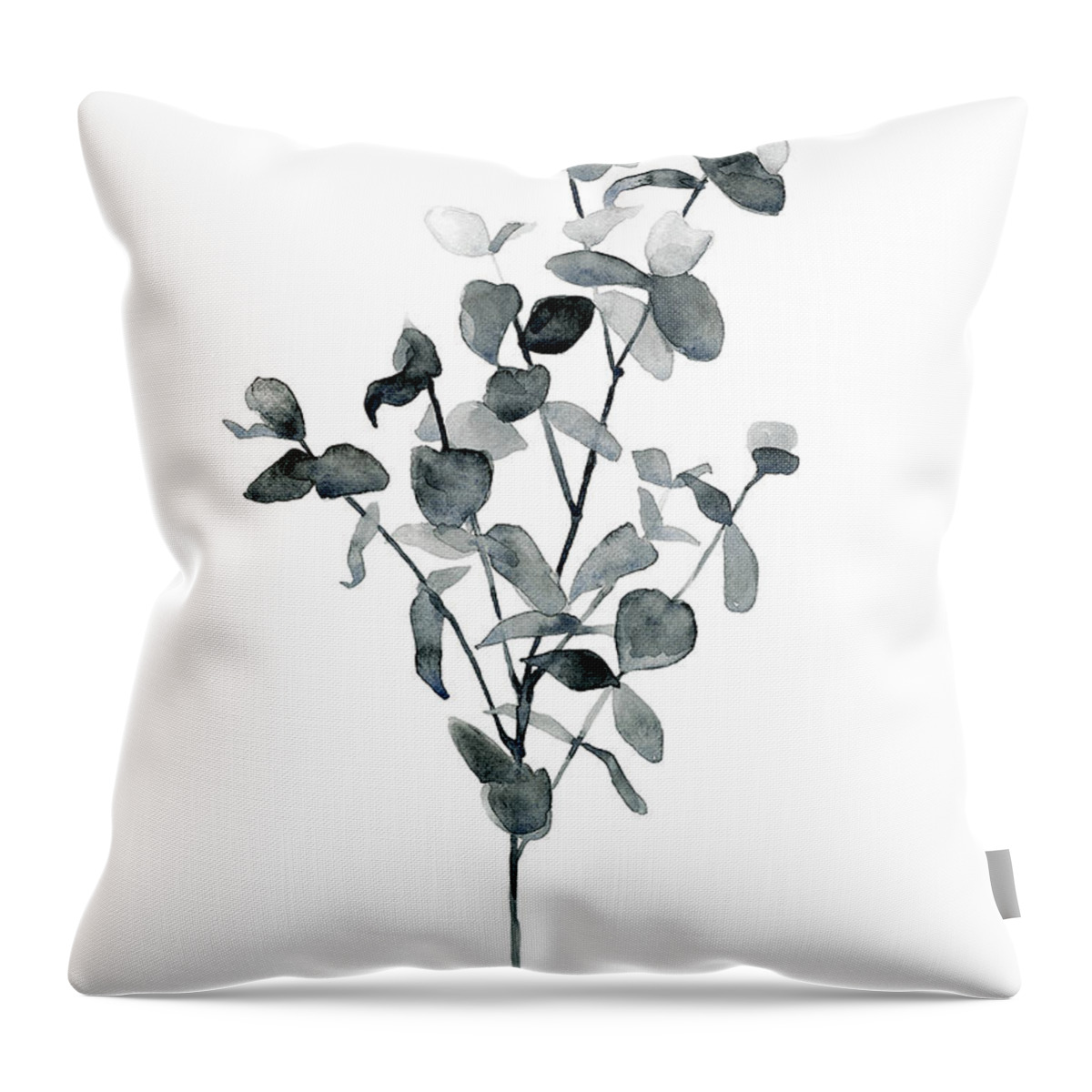 Botanical & Floral+leaves+lodge & Woodland Throw Pillow featuring the painting Brume Botanical Iv by Emma Scarvey