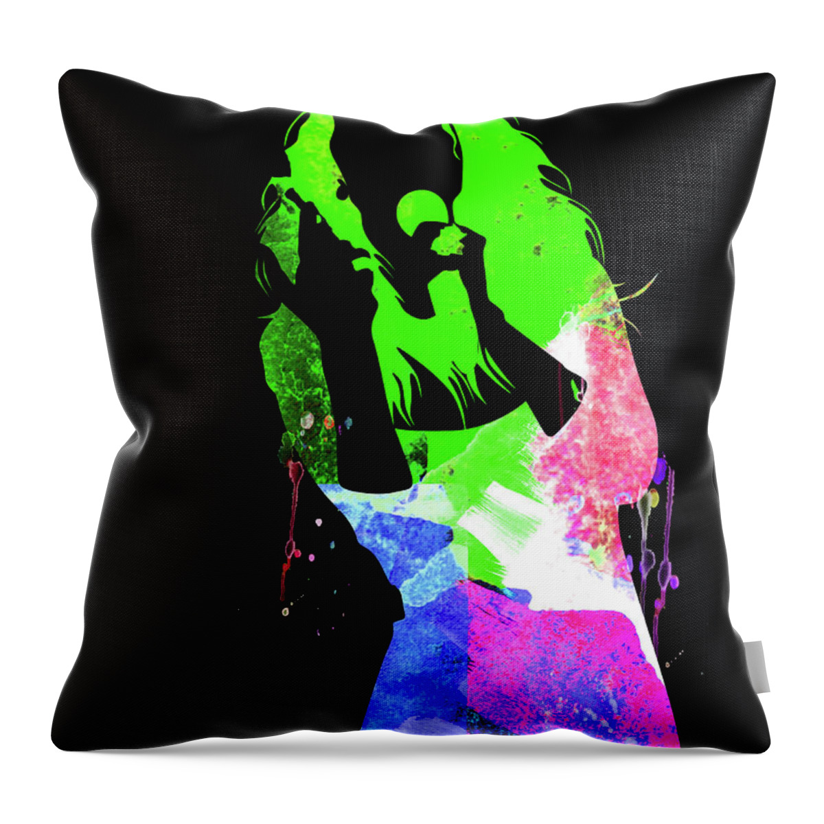 Celine Dion Throw Pillow featuring the mixed media Celine Watercolor by Naxart Studio