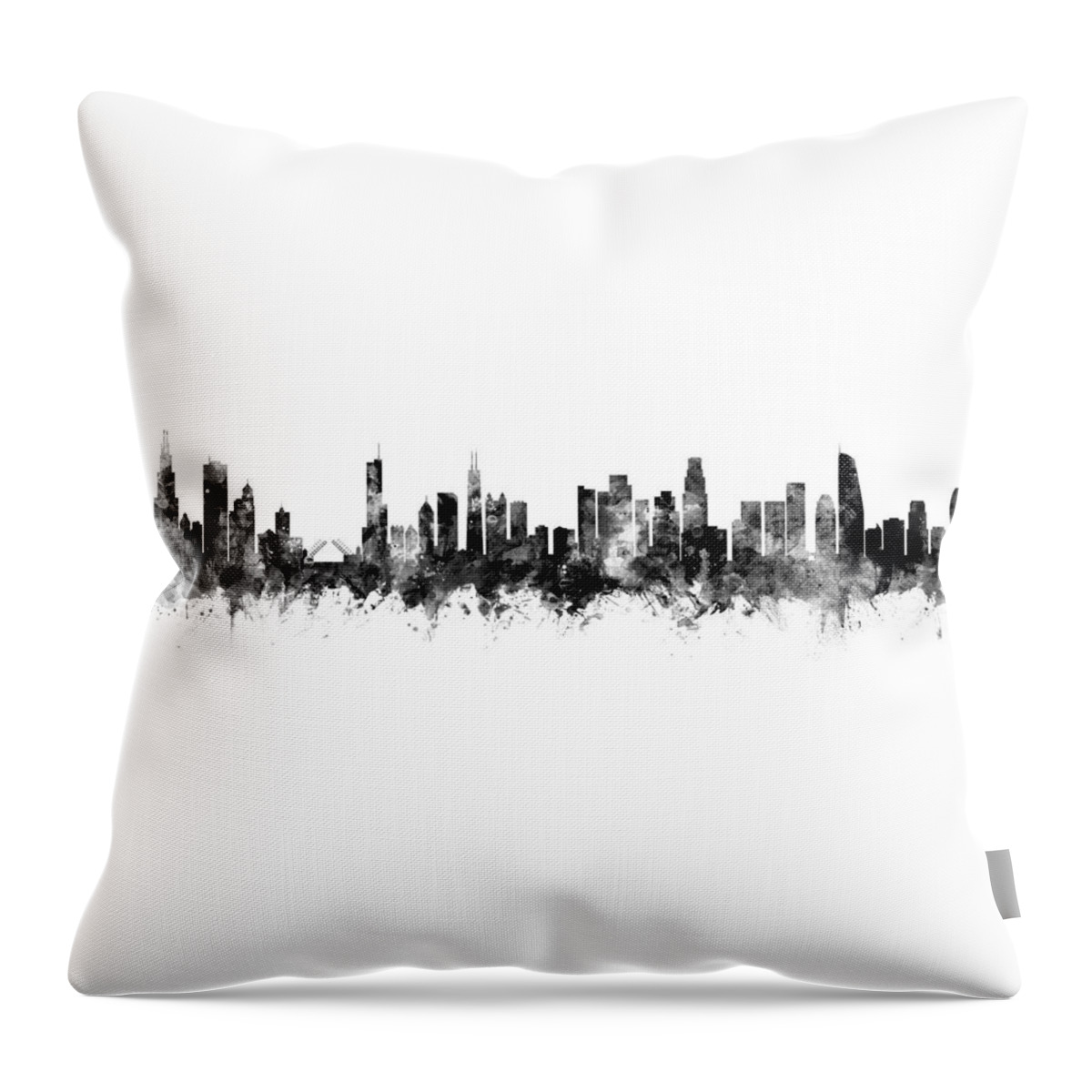 Chicago Throw Pillow featuring the digital art Chicago and Los Angeles Skylines Mashup by Michael Tompsett
