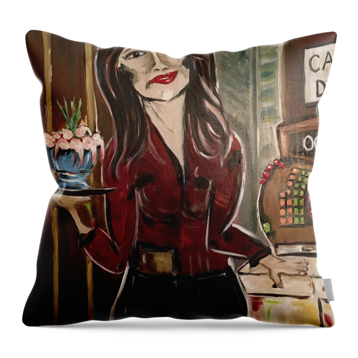 Bartender Throw Pillow featuring the painting Cocktail Time by Roxy Rich