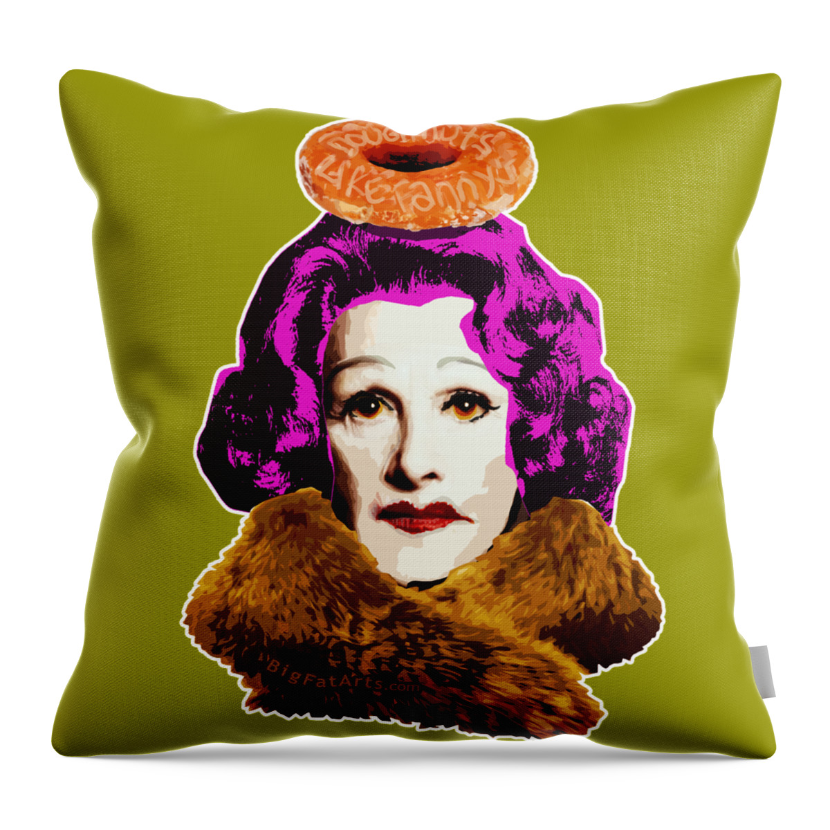 Fanny Throw Pillow featuring the mixed media Doughnuts Like Fannys by Big Fat Arts