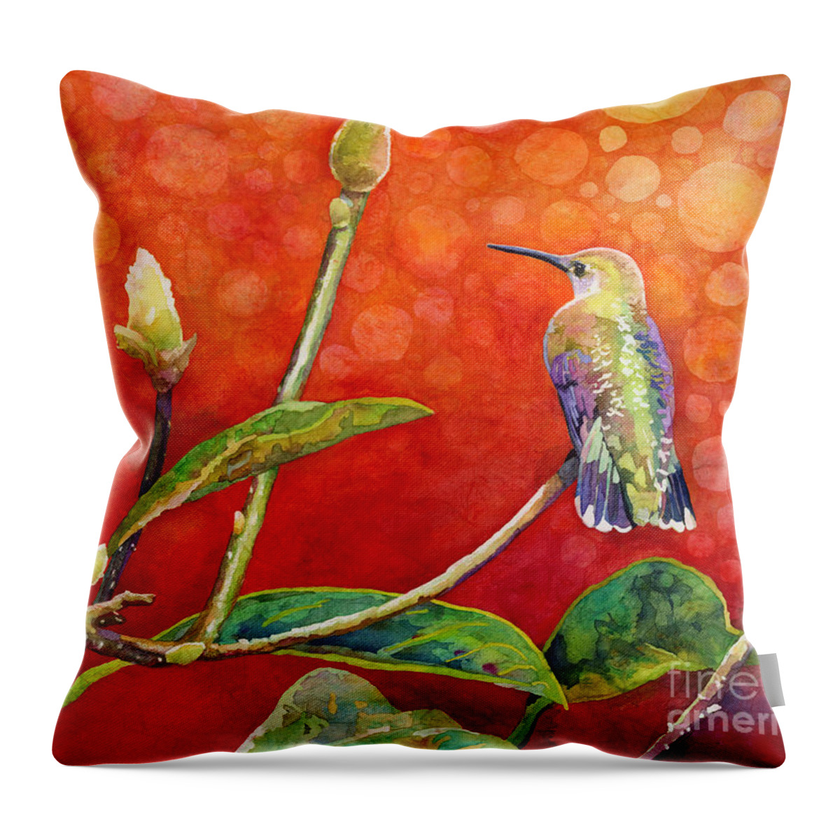 Hummingbird Throw Pillow featuring the painting Dreamy Hummer by Hailey E Herrera