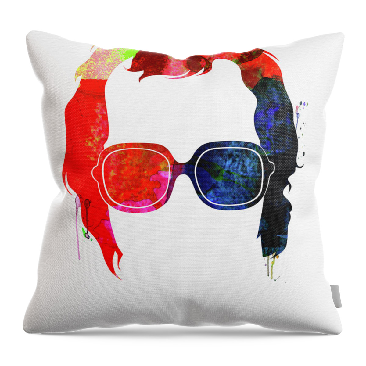 Elton John Throw Pillow featuring the mixed media Elton Watercolor by Naxart Studio