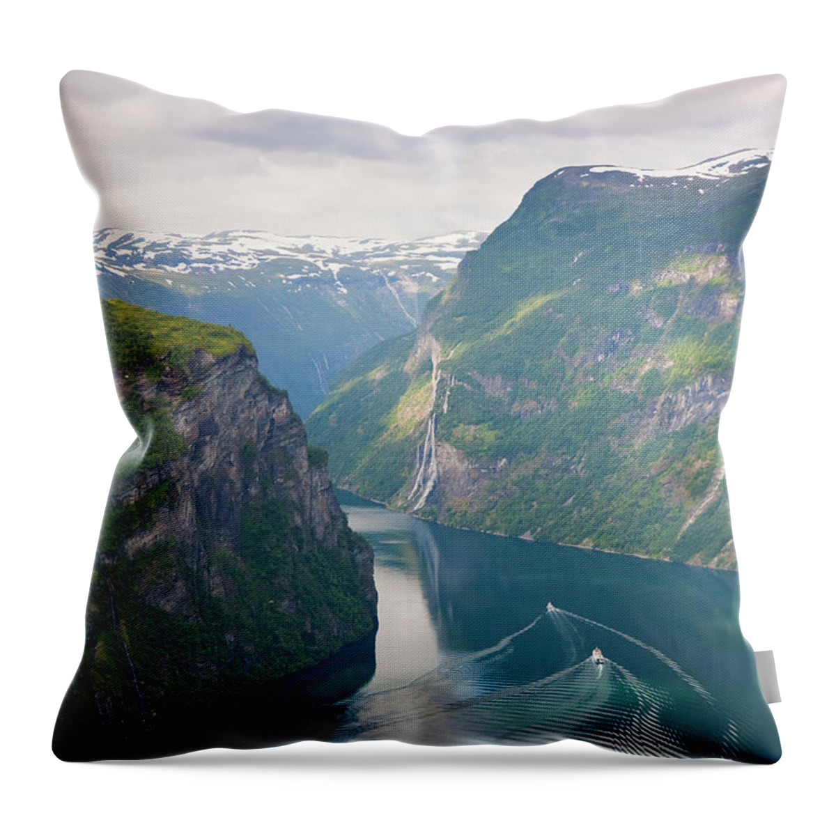 Wake Throw Pillow featuring the photograph Geirangerfjord, Western Fjords, Norway by Peter Adams