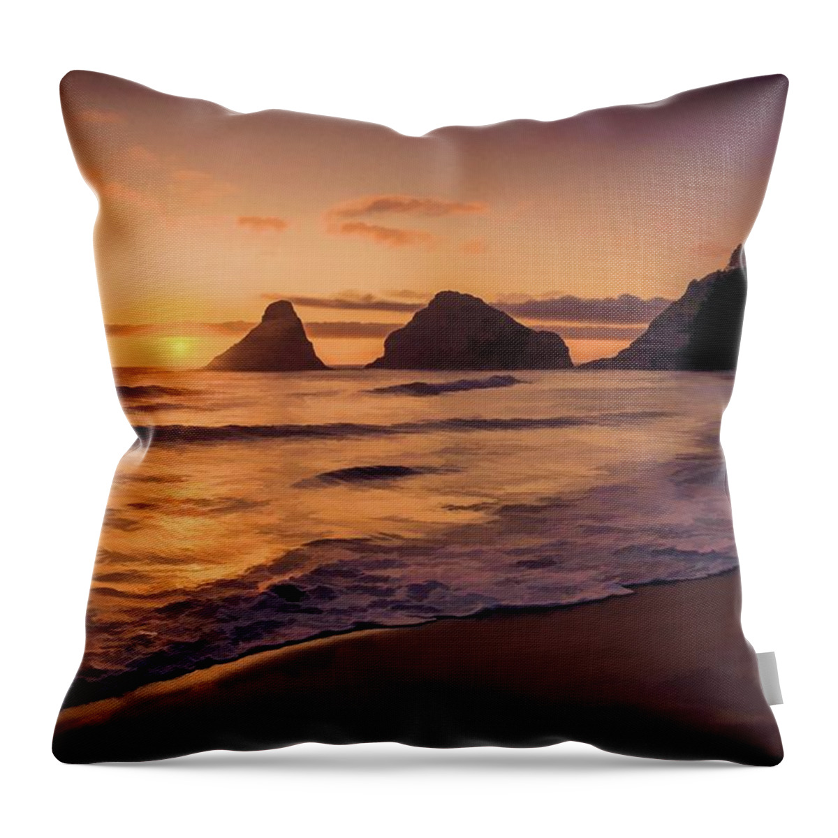 Sunset Throw Pillow featuring the painting Glorious Sunset by Bonnie Bruno
