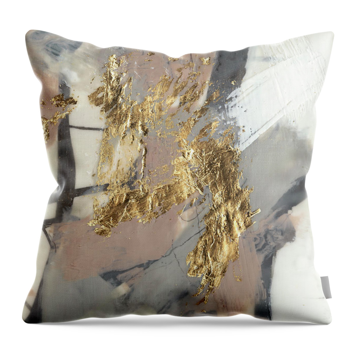 Embellished Throw Pillow featuring the painting Golden Blush II by Jennifer Goldberger
