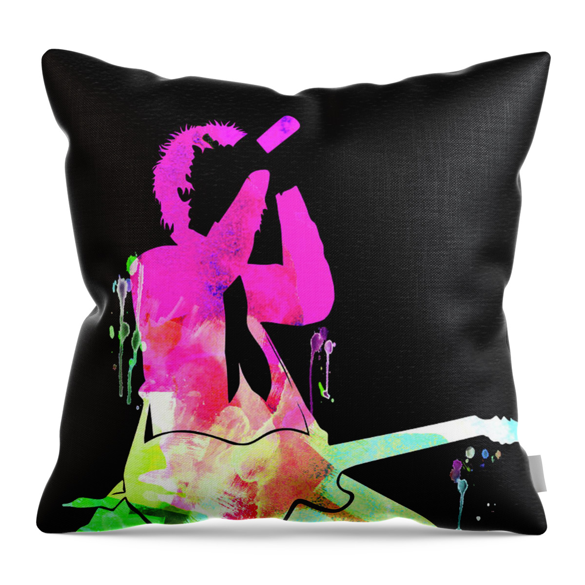 Green Day Throw Pillow featuring the mixed media Green Day Watercolor by Naxart Studio