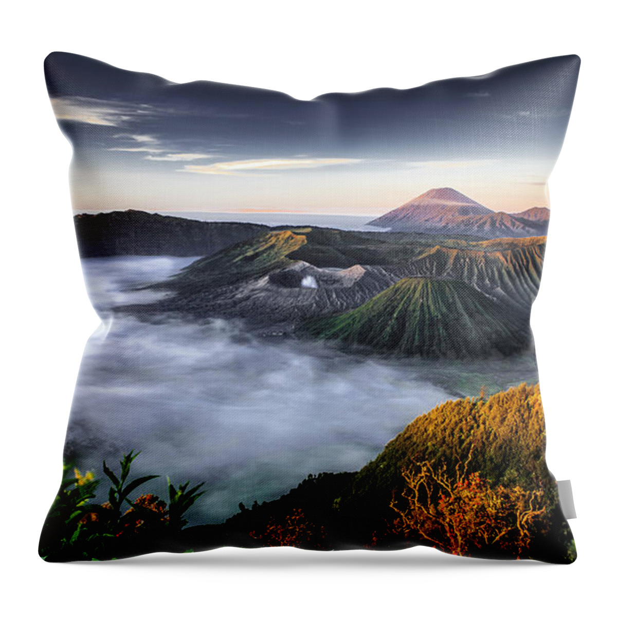 Scenics Throw Pillow featuring the photograph Indonesia Mount Bromo by Frederic Huber Photography