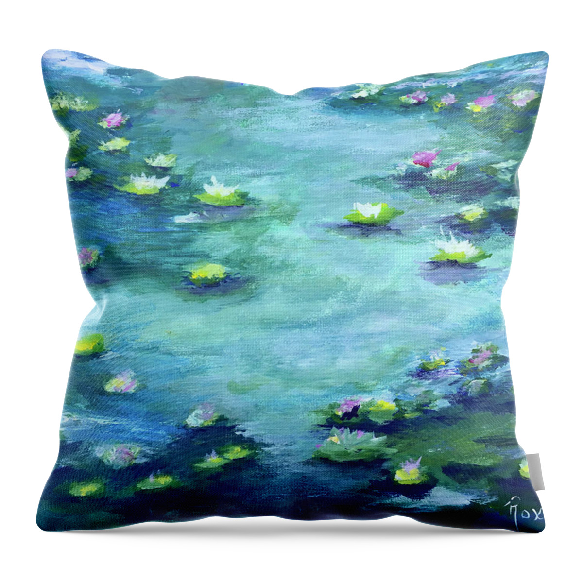 Water Lilies Throw Pillow featuring the painting Lily Pond by Roxy Rich