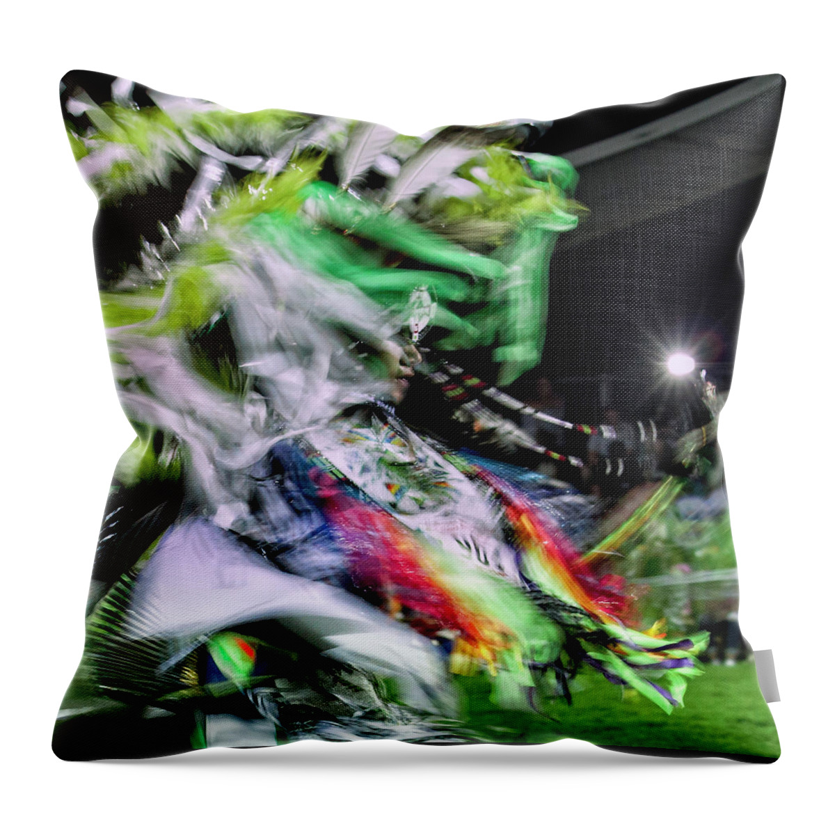 Native Throw Pillow featuring the photograph Pow Wow Fancy Dancer by Cynthia Dickinson