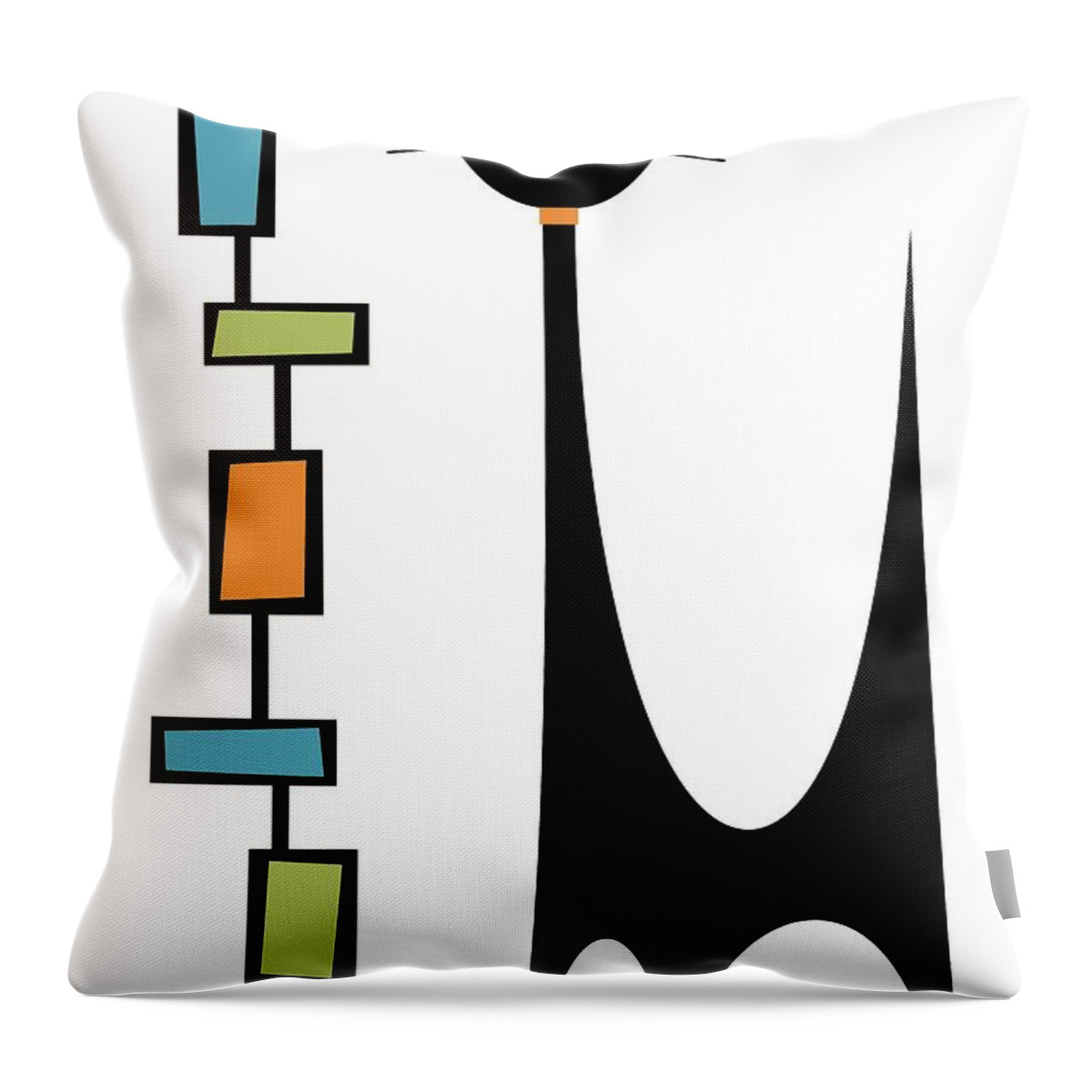 Atomic Cat Throw Pillow featuring the digital art Rectangle Cat by Donna Mibus
