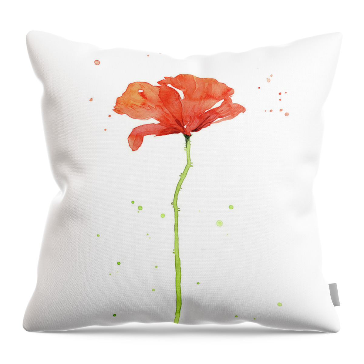 Poppy Throw Pillow featuring the painting Red Poppy Watercolor by Olga Shvartsur