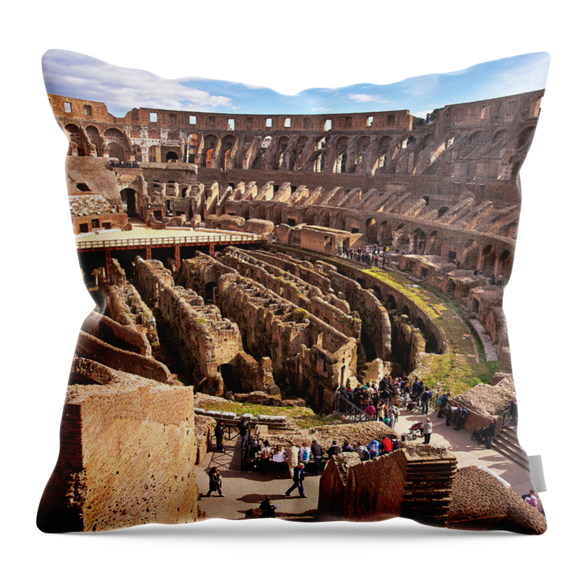 Estock Throw Pillow featuring the digital art Rome, Tourists, Italy by Claudia Uripos