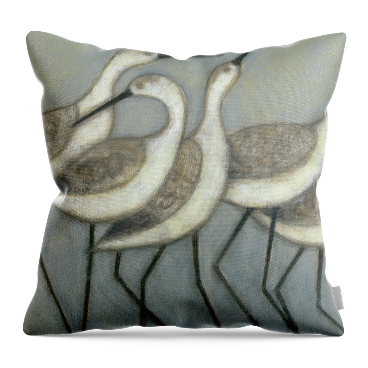 Transitional Throw Pillow featuring the painting Shore Birds II by Norman Wyatt