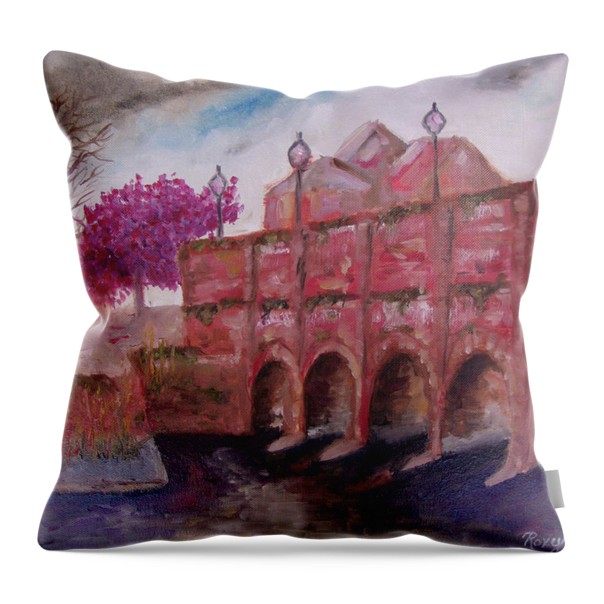 Stratford Upon Avon Throw Pillow featuring the painting Stratford upon Avon by Roxy Rich