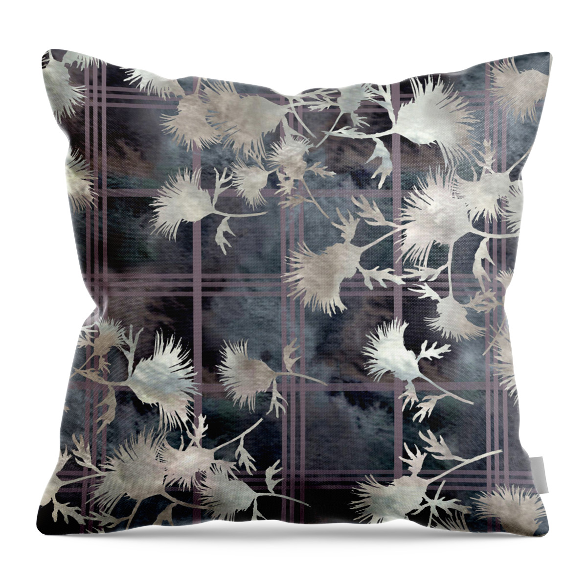 Thistle Throw Pillow featuring the digital art Thistle Plaid by Sand And Chi