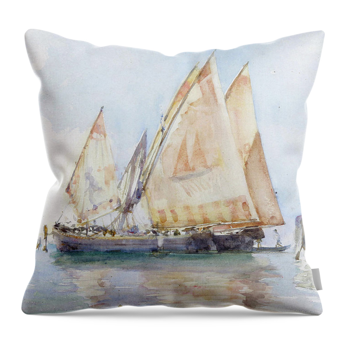 Henry Scott Tuke Throw Pillow featuring the painting Venetian Sails by Henry Scott Tuke