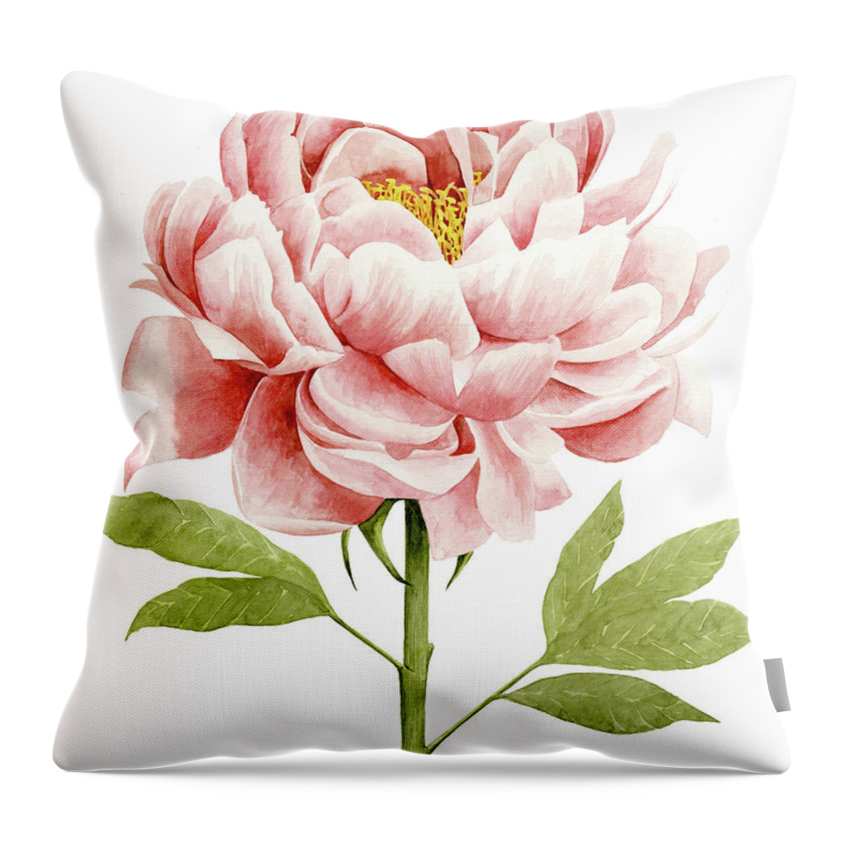 Botanical Throw Pillow featuring the painting Watercolor Peony II by Grace Popp