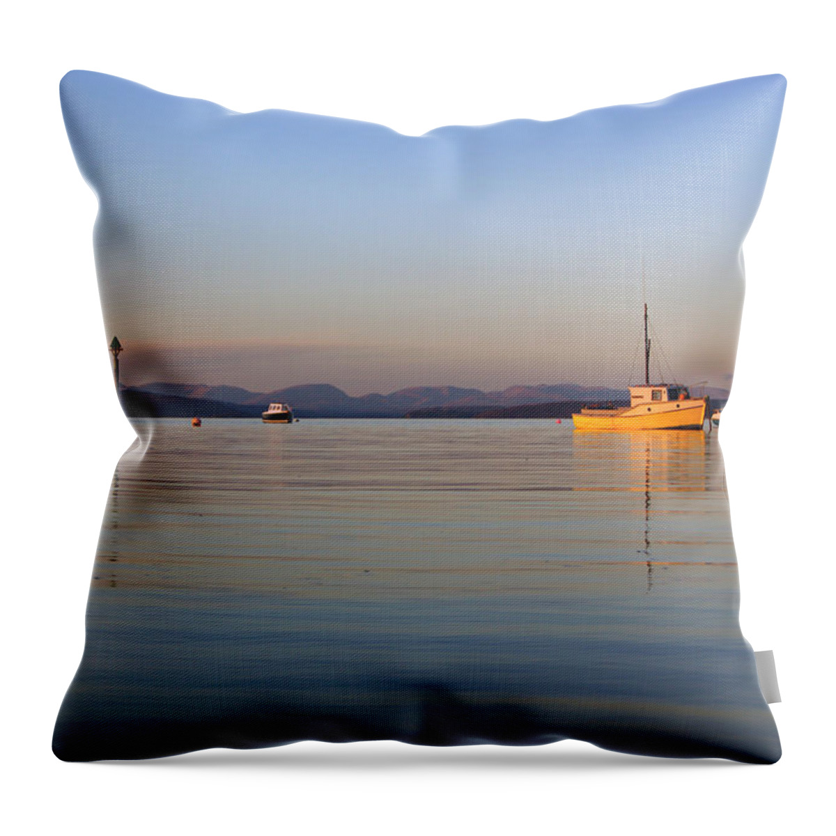 Lancashire Throw Pillow featuring the photograph 10/11/13 MORECAMBE. Fishing Boats Moored In The Bay. by Lachlan Main