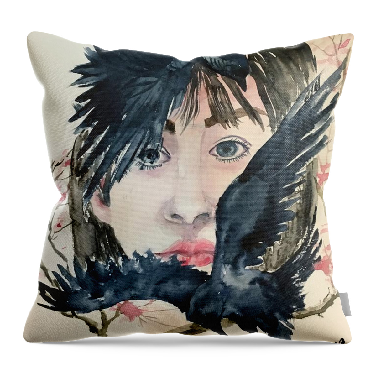 1102019 Throw Pillow featuring the painting 1102019 by Han in Huang wong